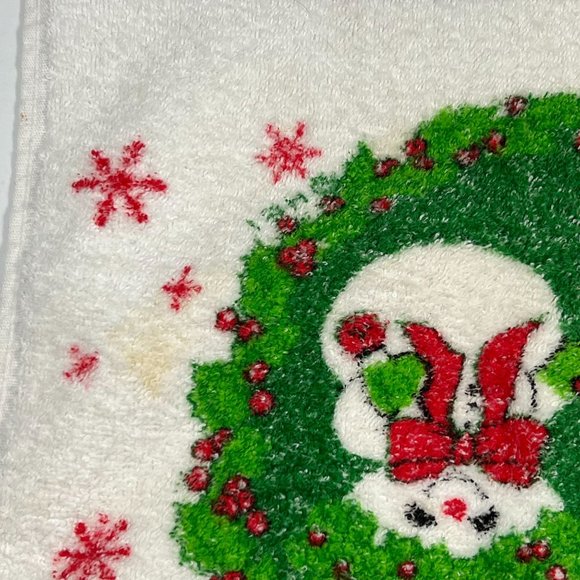 Snowman‎ Christmas Hand Towel Wreath Snowflakes Holiday Towel STAINED - Picture 5 of 9